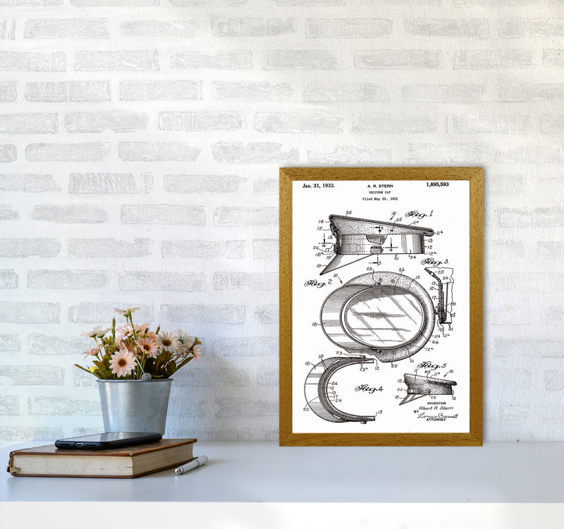 Police Man Hat Patent Art Print by Jason Stanley A3 Print Only