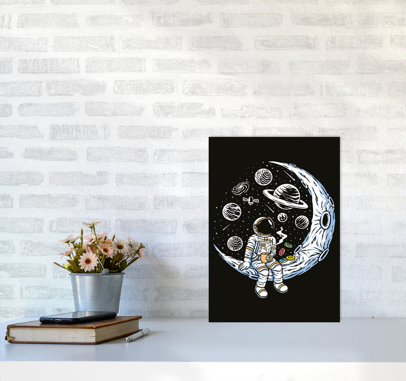 Coffee And Donuts On The Moon Art Print by Jason Stanley A3 Black Frame