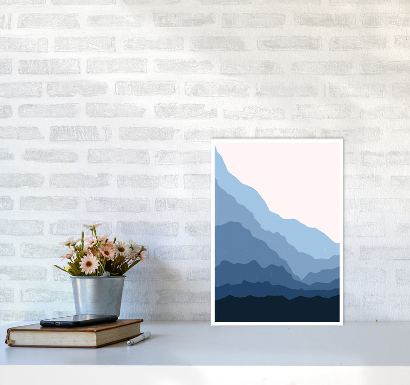 Blue Abstract Mountains Art Print by Jason Stanley A3 Black Frame