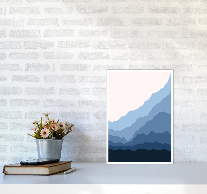 Blue Japanese Mountains Art Print by Jason Stanley A3 Black Frame