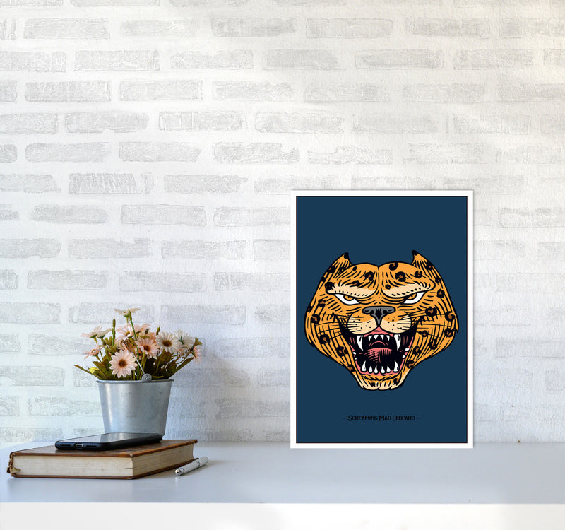 Screaming Mad Leopard Art Print by Jason Stanley A3 Black Frame