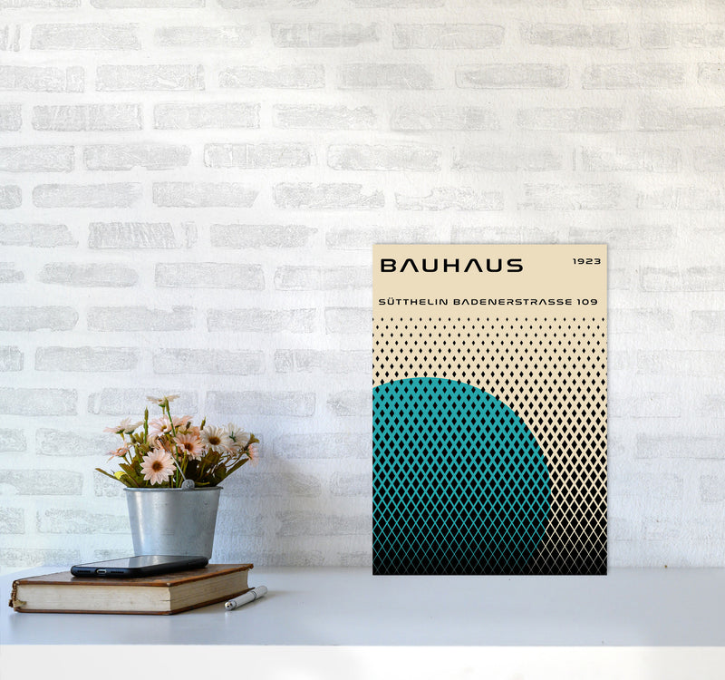 Bauhaus Geometric Teal Art Print by Jason Stanley A3 Black Frame