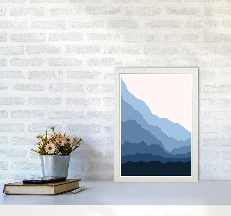 Blue Abstract Mountains Art Print by Jason Stanley A3 Oak Frame