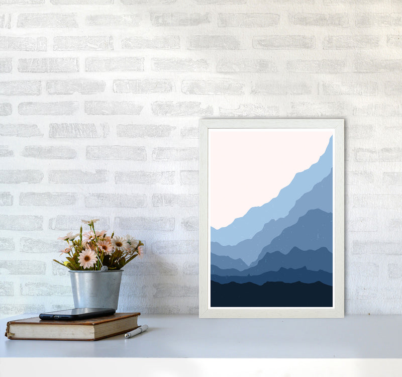Blue Japanese Mountains Art Print by Jason Stanley A3 Oak Frame