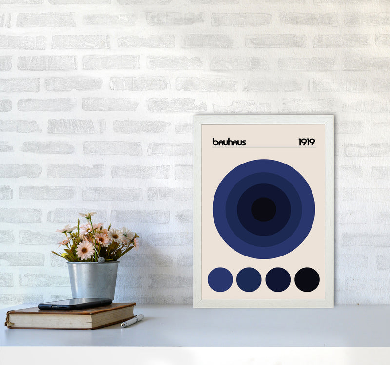 Bauhaus Blue Circle Art Print by Jason Stanley A3 Oak Frame