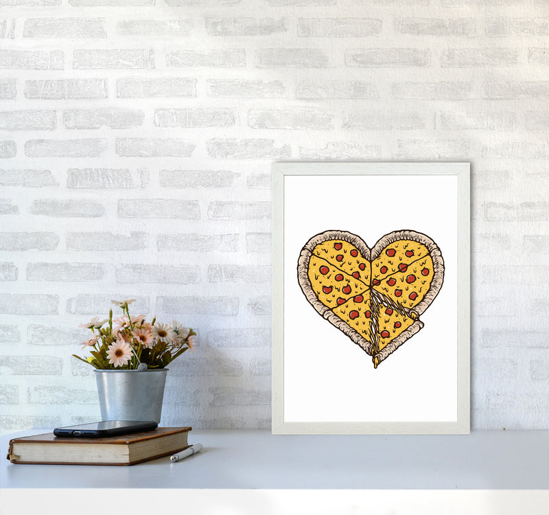 I Love Pizza Art Print by Jason Stanley A3 Oak Frame