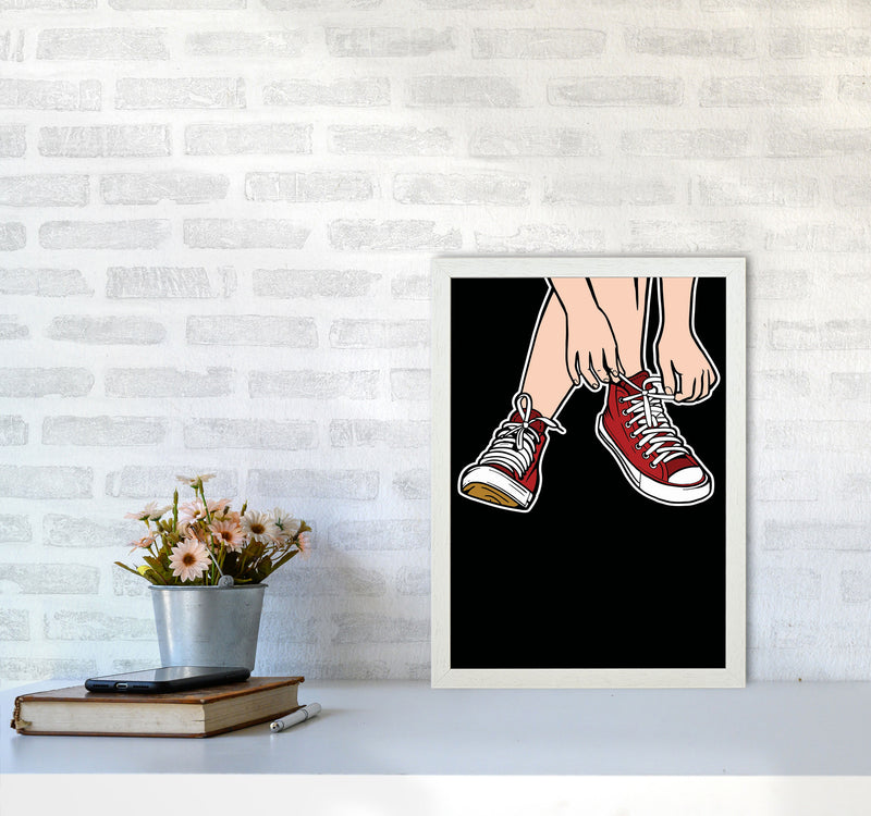 Tie Your Shoe Laces Art Print by Jason Stanley A3 Oak Frame