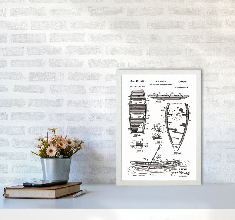 Canoe And Kayak Patent Art Print by Jason Stanley A3 Oak Frame