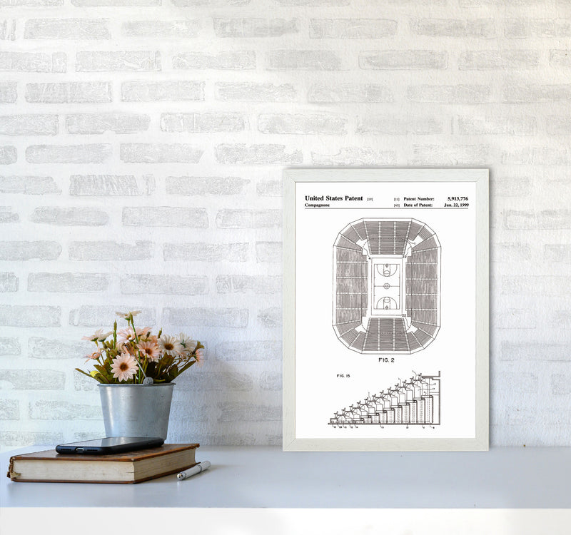Basketball Court Patent Art Print by Jason Stanley A3 Oak Frame