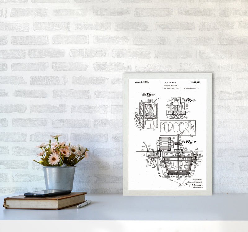 Popcorn Machine Patent 2 Art Print by Jason Stanley A3 Oak Frame