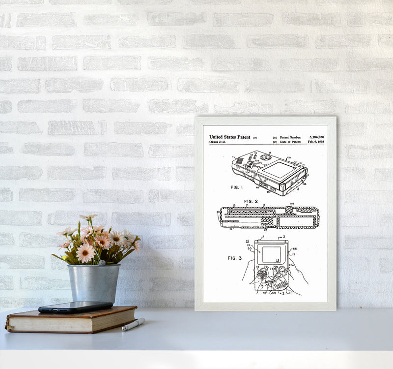 Gameboy Patent Art Print by Jason Stanley A3 Oak Frame