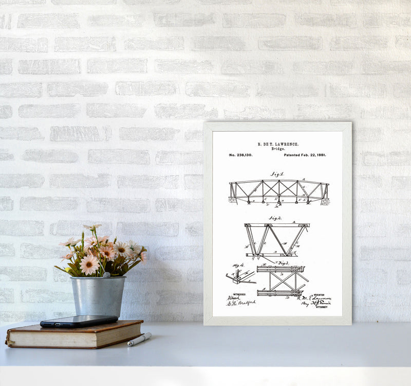 Bridge Patent Art Print by Jason Stanley A3 Oak Frame