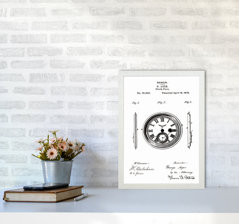Clock Patent Art Print by Jason Stanley A3 Oak Frame