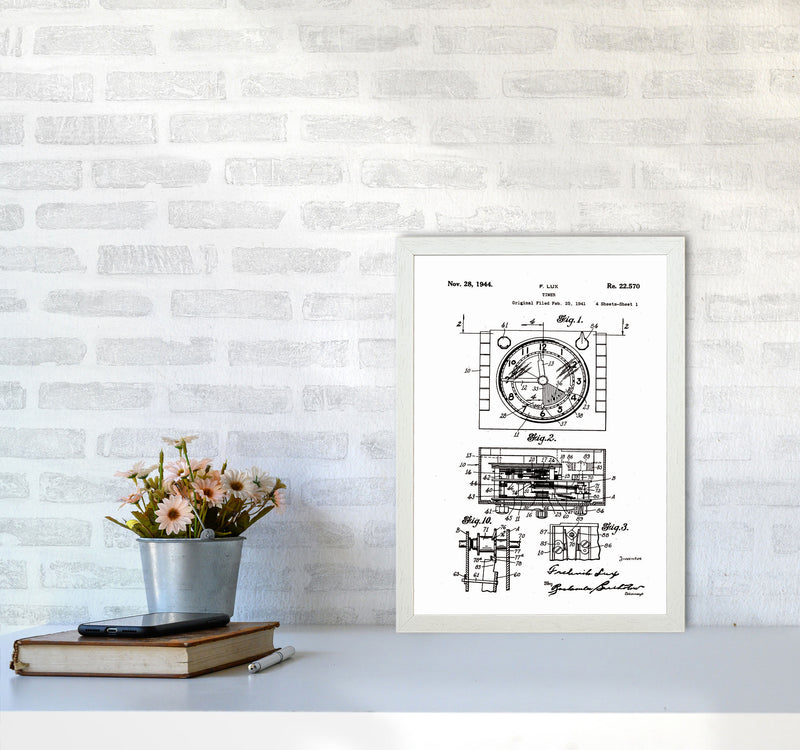 Timer Patent Art Print by Jason Stanley A3 Oak Frame