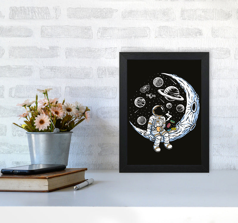 Coffee And Donuts On The Moon Art Print by Jason Stanley A4 White Frame
