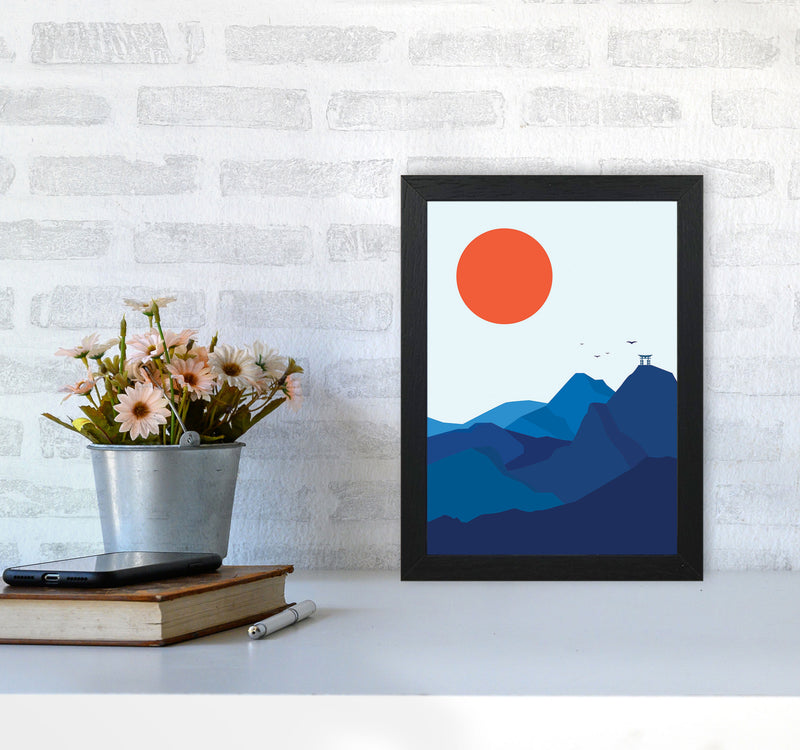 Japanese Mountain Sunrise Art Print by Jason Stanley A4 White Frame