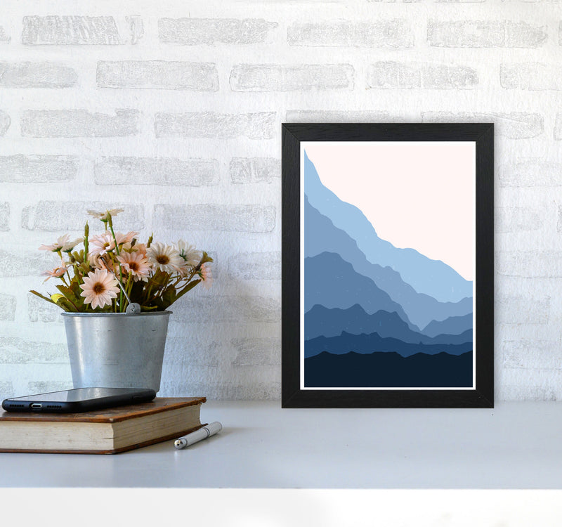 Blue Abstract Mountains Art Print by Jason Stanley A4 White Frame