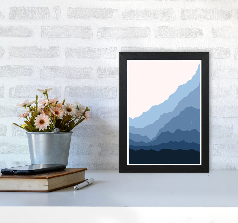 Blue Japanese Mountains Art Print by Jason Stanley A4 White Frame