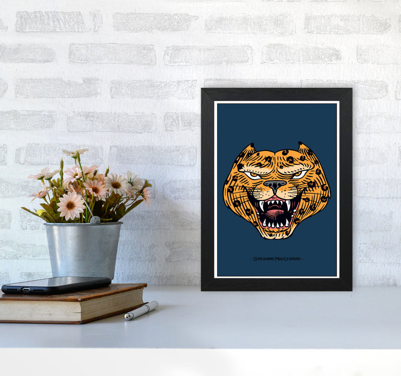 Screaming Mad Leopard Art Print by Jason Stanley A4 White Frame