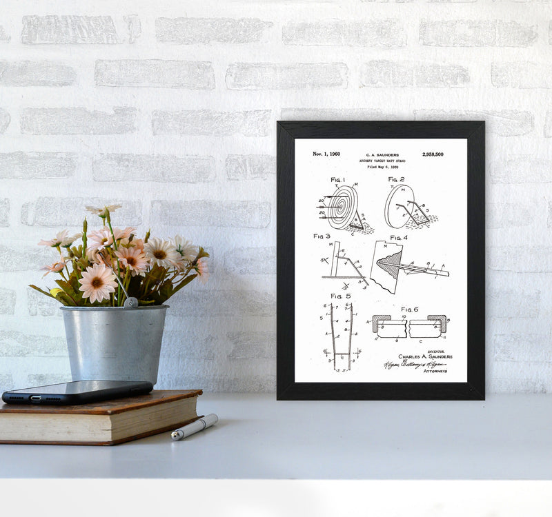 Archery Target Stand Patent Art Print by Jason Stanley A4 White Frame