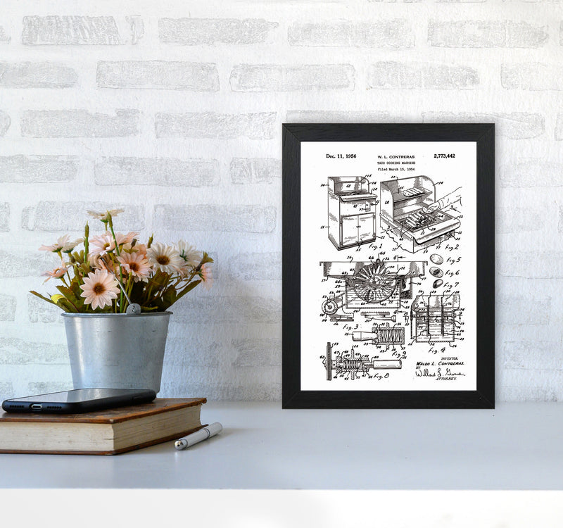 Taco Cooking Machine Patent Art Print by Jason Stanley A4 White Frame