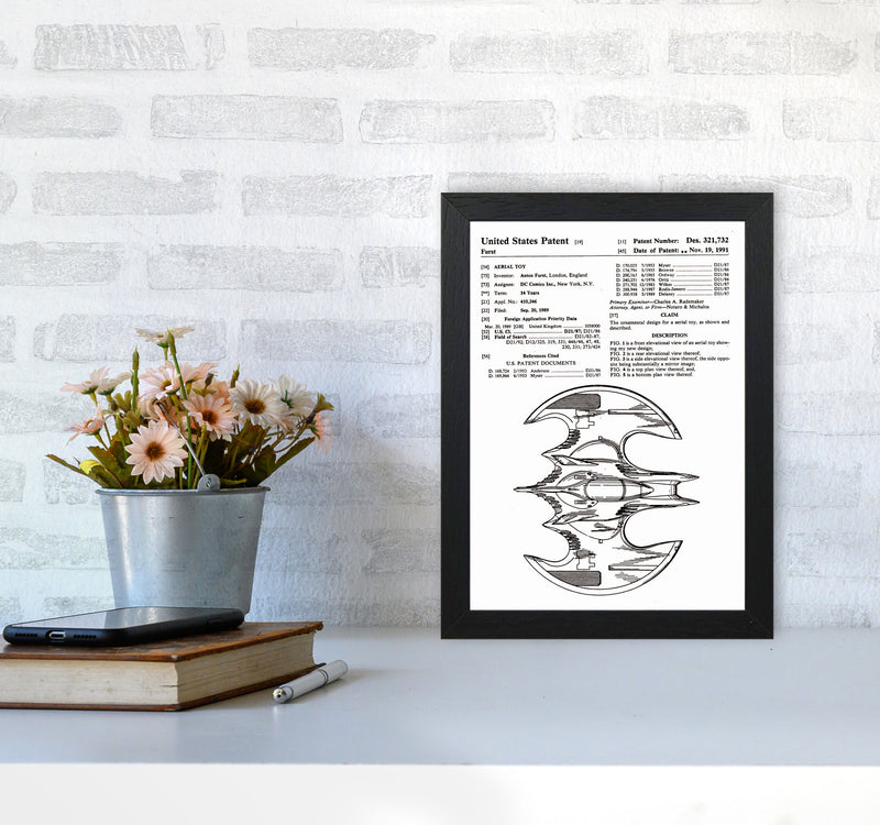 Batwing Patent Side View Art Print by Jason Stanley A4 White Frame