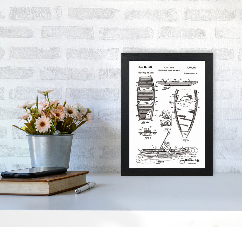 Canoe And Kayak Patent Art Print by Jason Stanley A4 White Frame