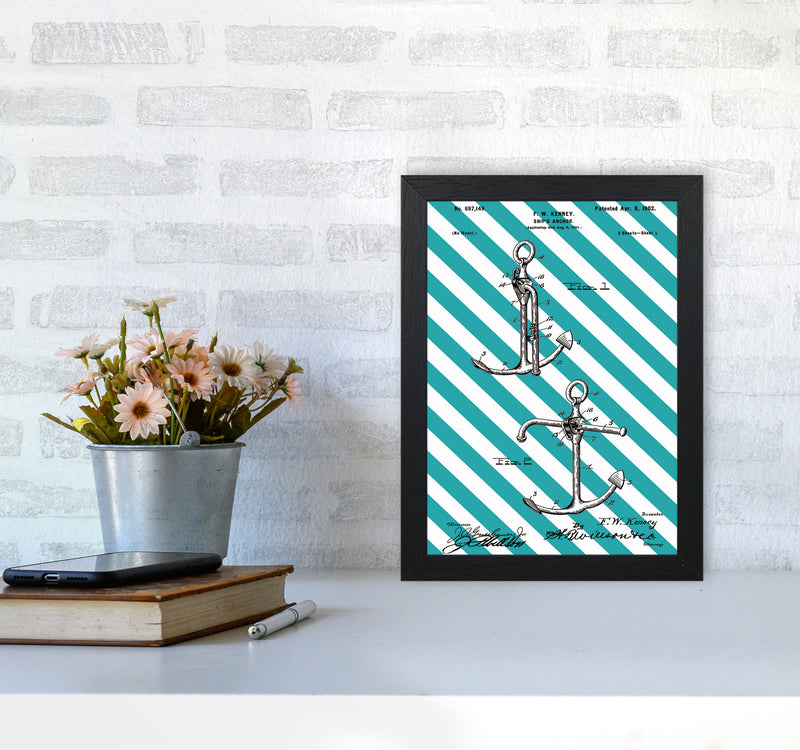 Anchor Patent Side Stripe Art Print by Jason Stanley A4 White Frame