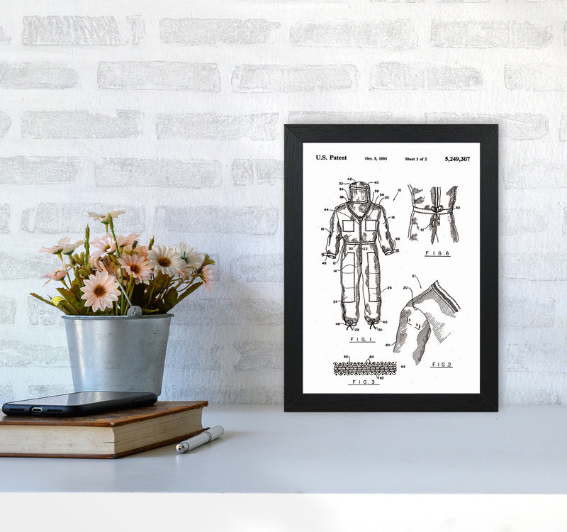 Bee Keeper Suit Patent Art Print by Jason Stanley A4 White Frame