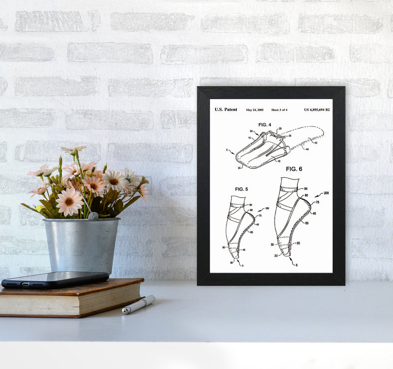 Ballet Slipper Patent Art Print by Jason Stanley A4 White Frame