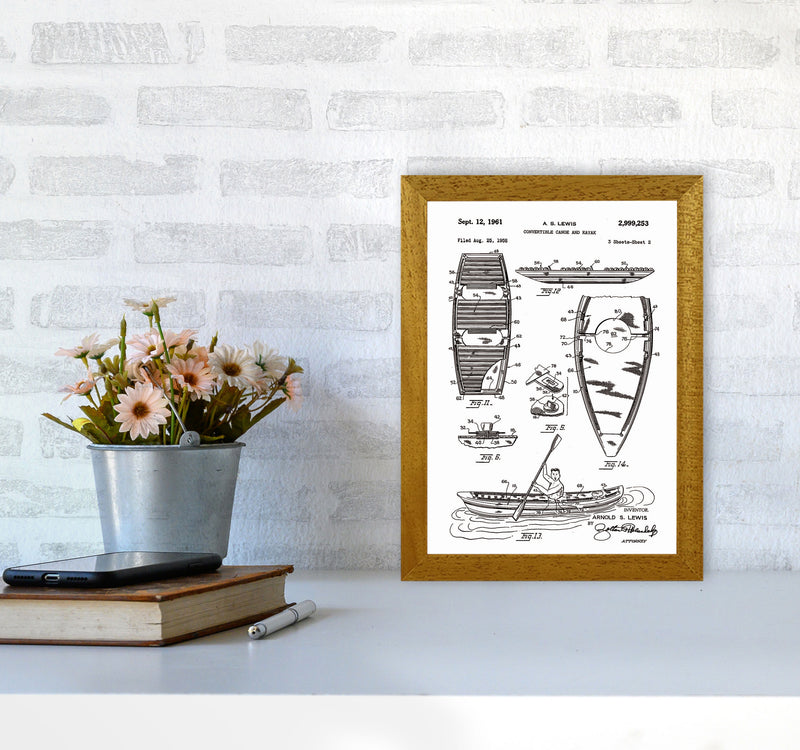 Canoe And Kayak Patent Art Print by Jason Stanley A4 Print Only
