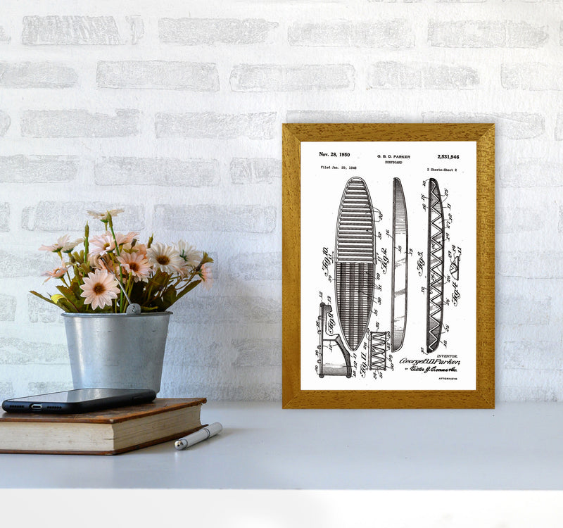 Surfboard Patent Design Art Print by Jason Stanley A4 Print Only