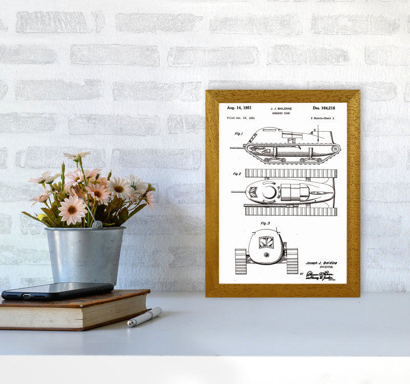 Armored Tank Patent White Art Print by Jason Stanley A4 Print Only