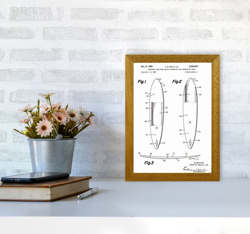 Surfboard Patent White Art Print by Jason Stanley A4 Print Only
