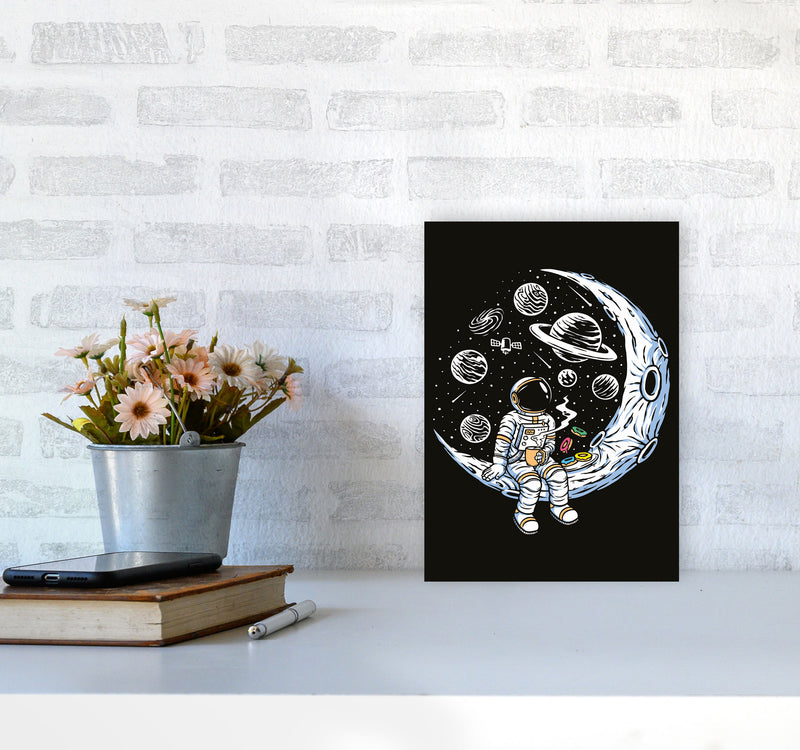Coffee And Donuts On The Moon Art Print by Jason Stanley A4 Black Frame