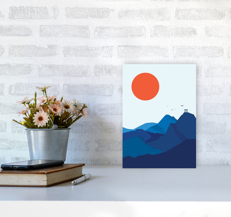 Japanese Mountain Sunrise Art Print by Jason Stanley A4 Black Frame