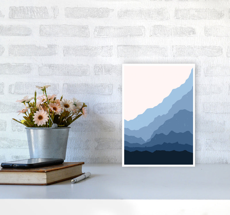 Blue Japanese Mountains Art Print by Jason Stanley A4 Black Frame