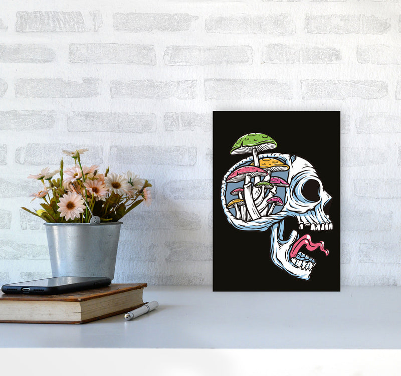 Head Full Of Mushrooms Art Print by Jason Stanley A4 Black Frame