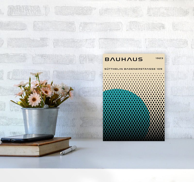 Bauhaus Geometric Teal Art Print by Jason Stanley A4 Black Frame