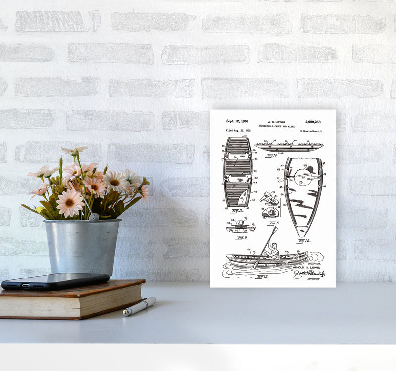 Canoe And Kayak Patent Art Print by Jason Stanley A4 Black Frame