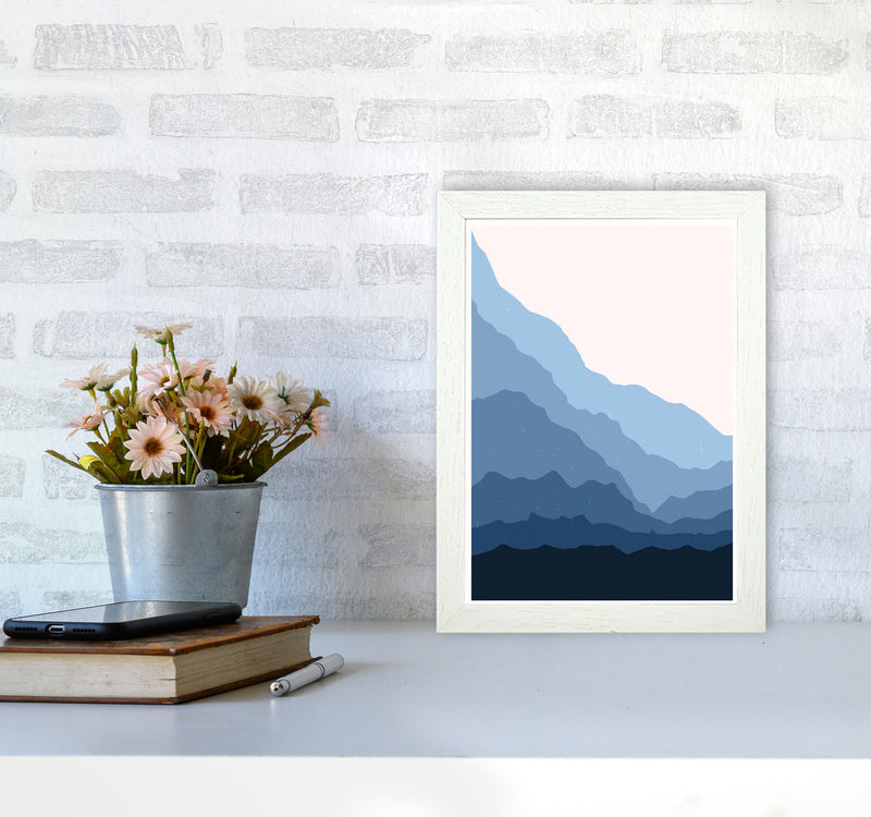 Blue Abstract Mountains Art Print by Jason Stanley A4 Oak Frame