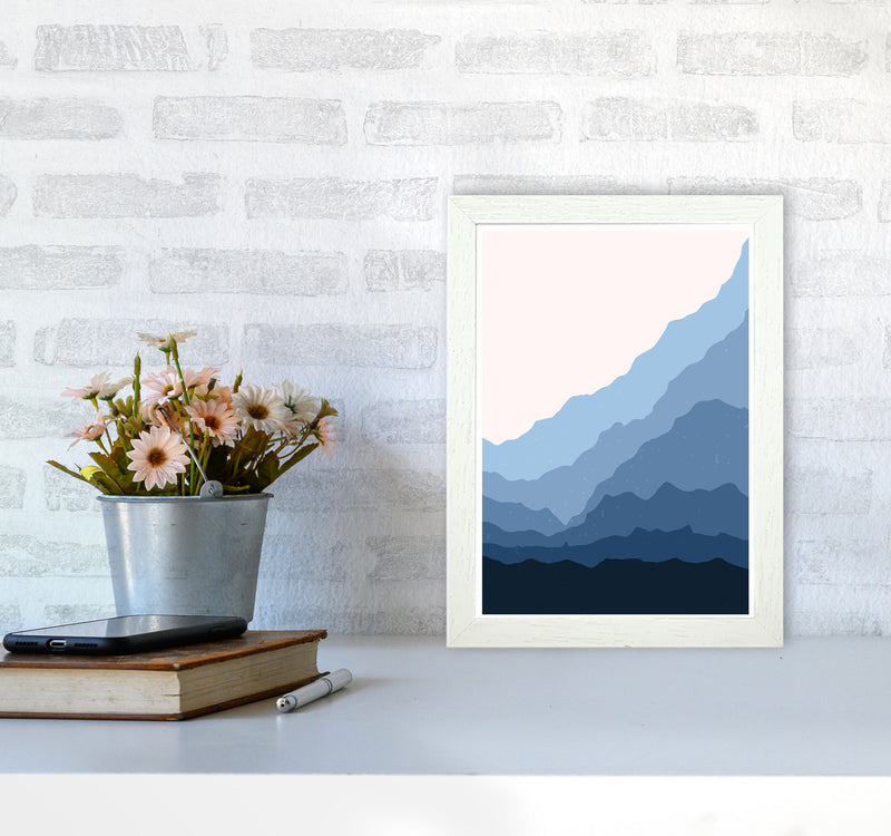 Blue Japanese Mountains Art Print by Jason Stanley A4 Oak Frame