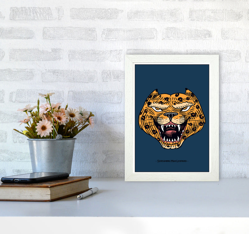 Screaming Mad Leopard Art Print by Jason Stanley A4 Oak Frame