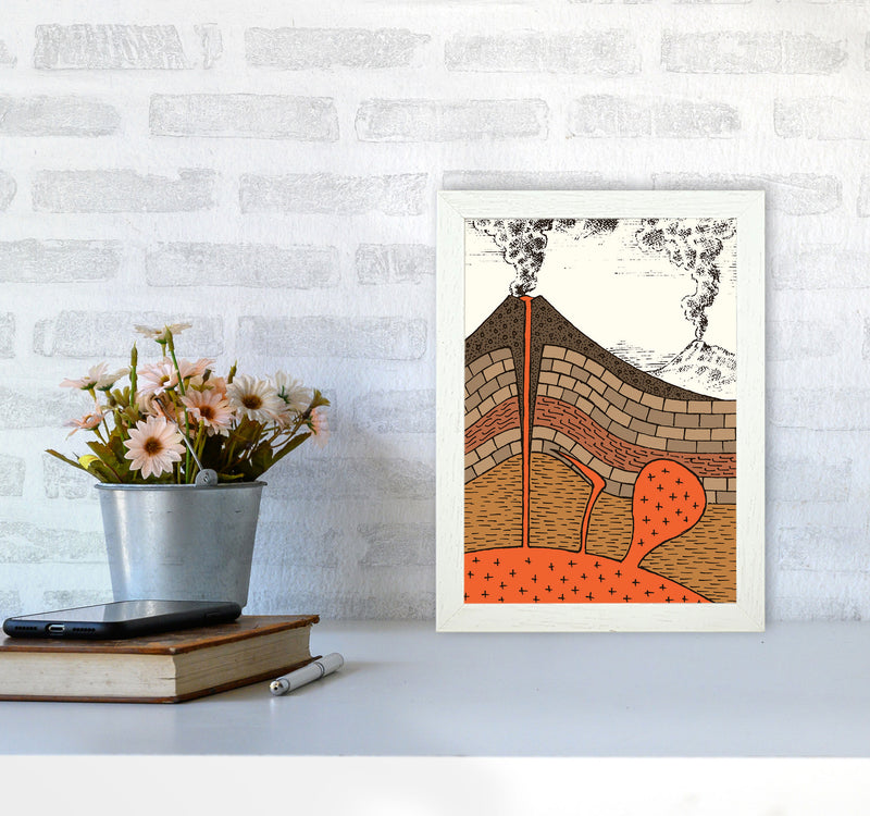 Volcano Cross Section Art Print by Jason Stanley A4 Oak Frame