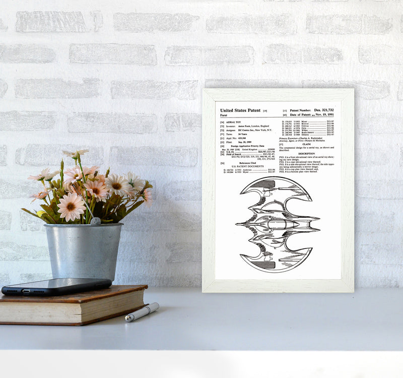 Batwing Patent Side View Art Print by Jason Stanley A4 Oak Frame