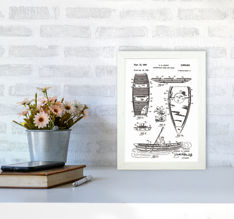 Canoe And Kayak Patent Art Print by Jason Stanley A4 Oak Frame