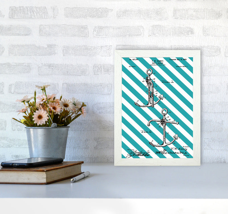 Anchor Patent Side Stripe Art Print by Jason Stanley A4 Oak Frame