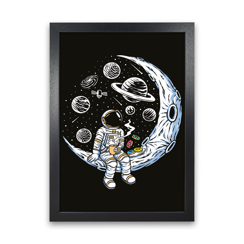 Coffee And Donuts On The Moon Art Print by Jason Stanley Black Grain