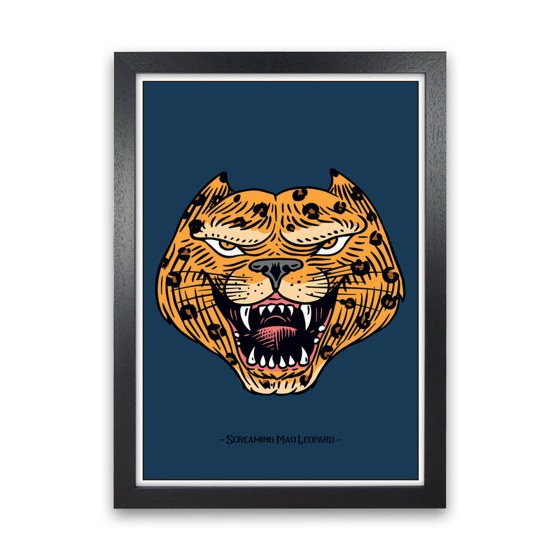 Screaming Mad Leopard Art Print by Jason Stanley Black Grain