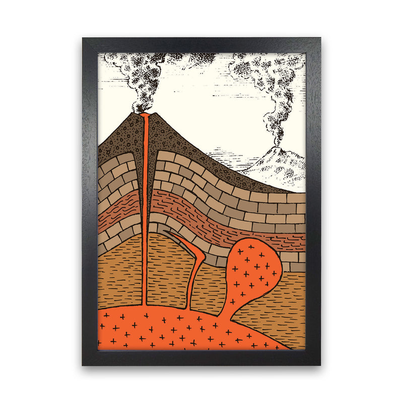 Volcano Cross Section Art Print by Jason Stanley Black Grain